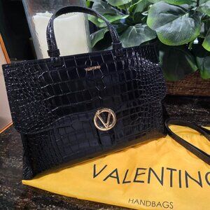 NWT Athentic Valentino 2 way Croco Embossed Leather Handbag